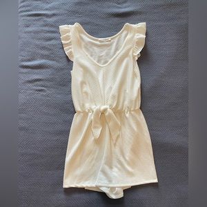 White textured tie romper